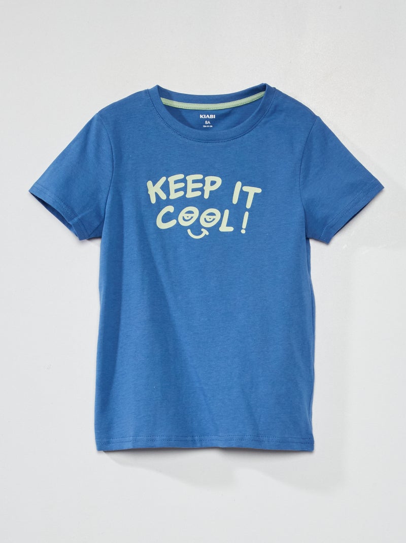 T-shirt en jersey avec imprimé Bleu - Kiabi