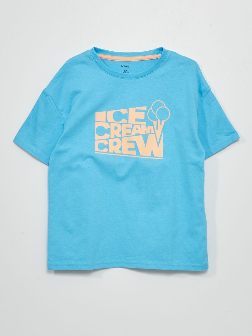 T-shirt en jersey avec imprimé Bleu - Kiabi