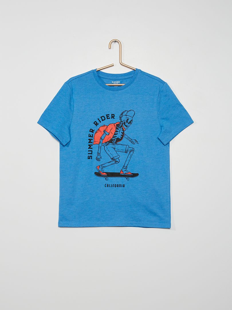 T-shirt en jersey avec imprimé en relief Bleu - Kiabi