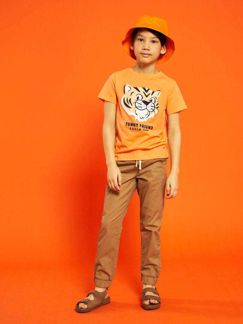 T-shirt en jersey avec imprimé en relief Orange - Kiabi