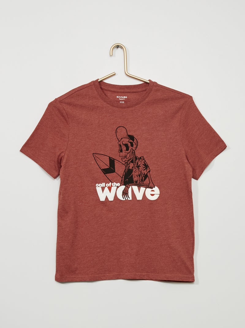 T-shirt en jersey avec imprimé en relief Rouge - Kiabi