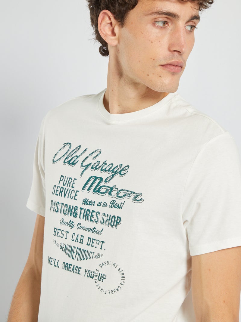 T-shirt en jersey avec imprimé fantaisie Blanc - Kiabi