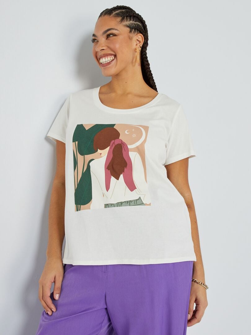 T-shirt en jersey avec imprimé fantaisie Blanc - Kiabi