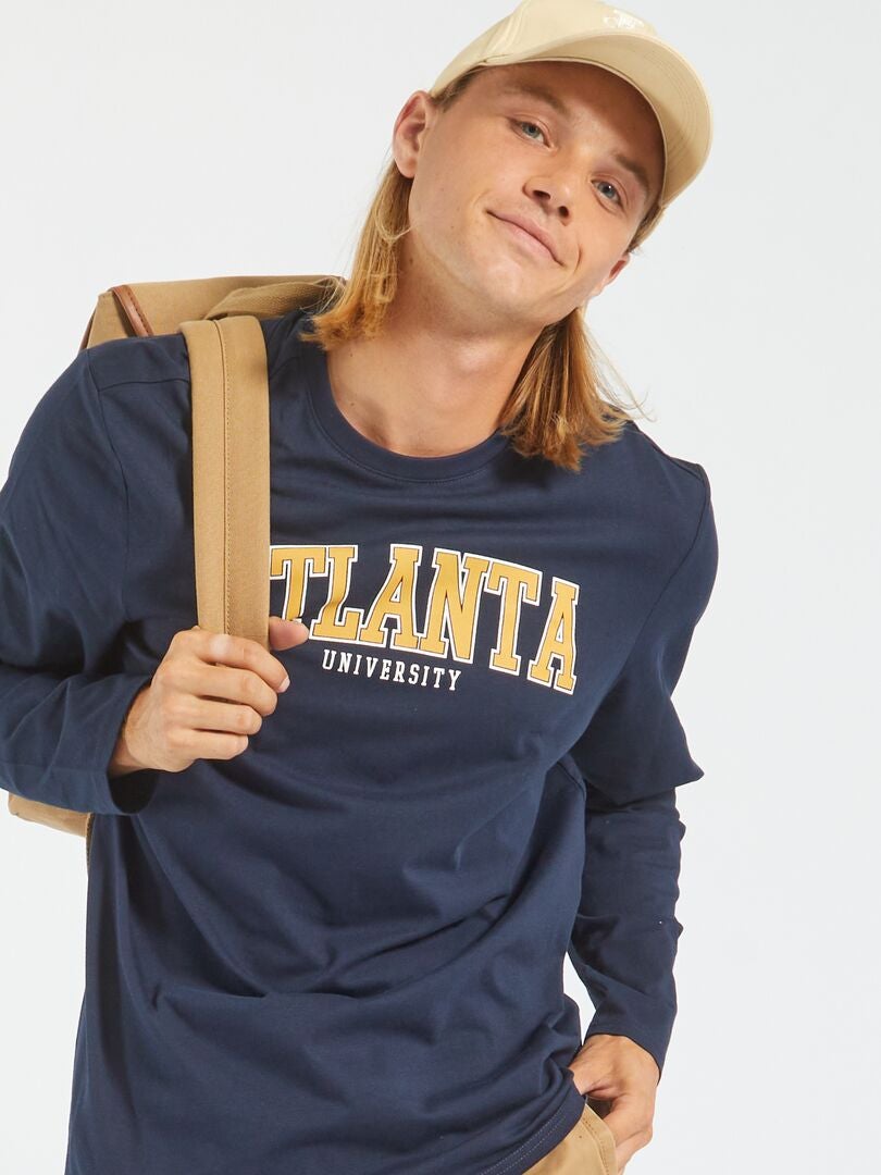 T-shirt en jersey avec imprimé fantaisie Bleu Atlanta - Kiabi