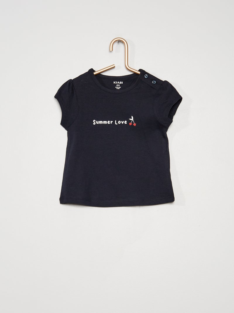 T-shirt en jersey avec imprimé fantaisie bleu marine - Kiabi