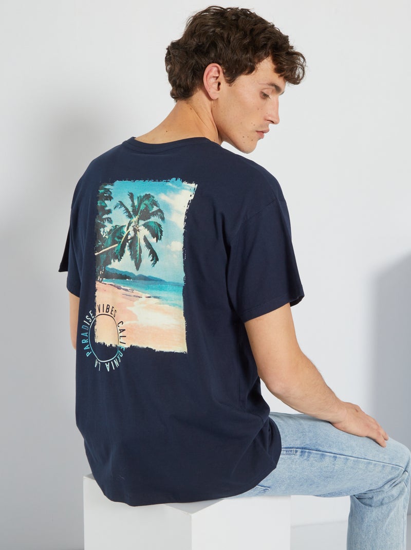 T-shirt en jersey avec imprimé fantaisie Bleu marine - Kiabi