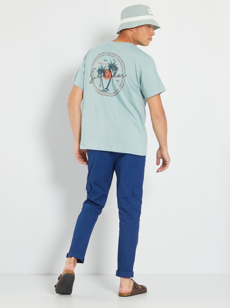 T-shirt en jersey avec imprimé fantaisie Bleu vert - Kiabi