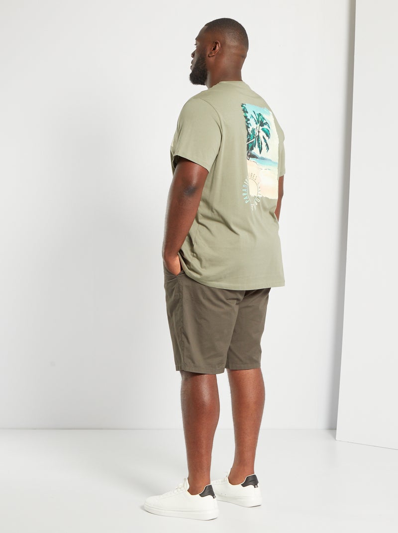 T-shirt en jersey avec imprimé fantaisie Kaki - Kiabi