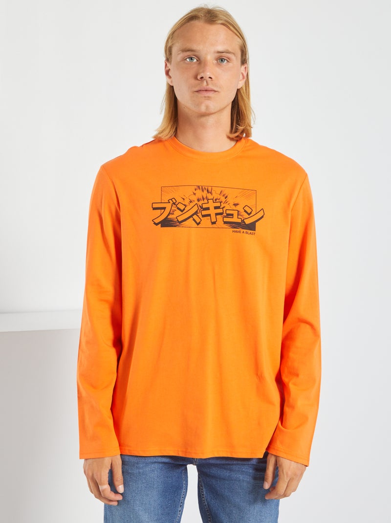 T-shirt en jersey avec imprimé fantaisie Orange - Kiabi