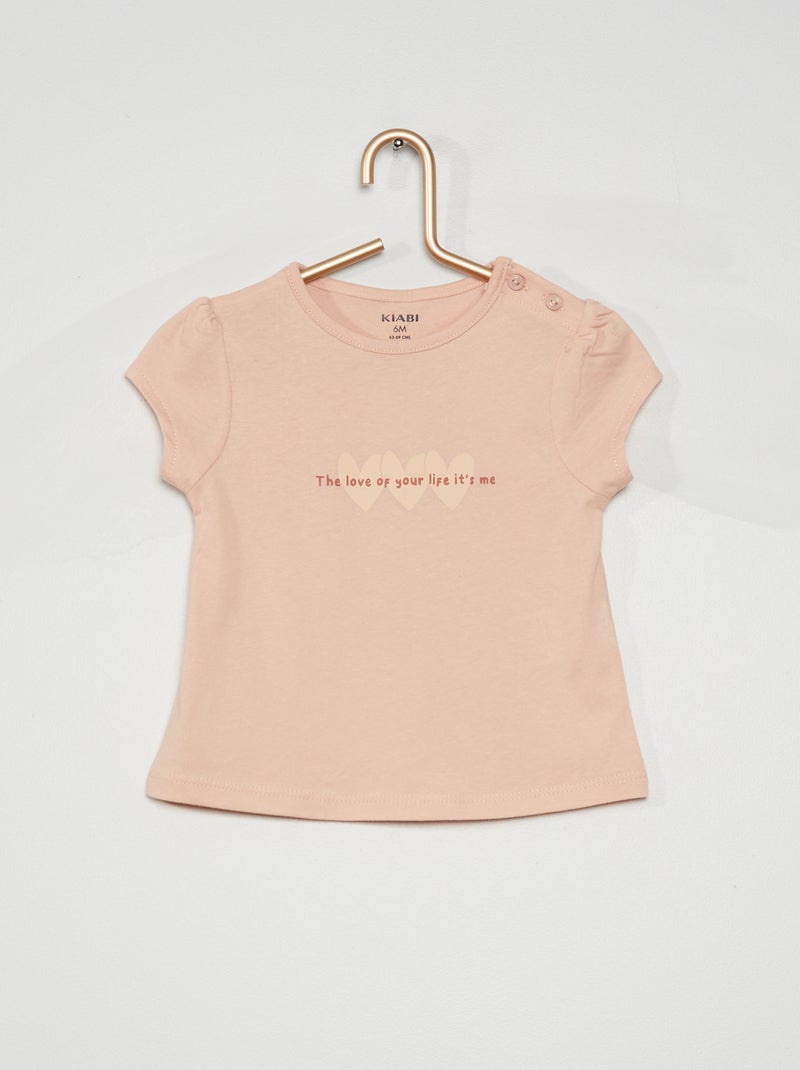 T-shirt en jersey avec imprimé fantaisie rose - Kiabi