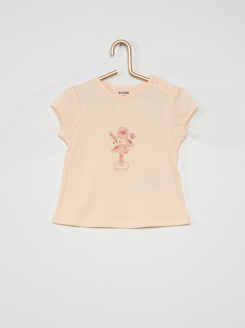 T-shirt en jersey avec imprimé fantaisie rose - Kiabi