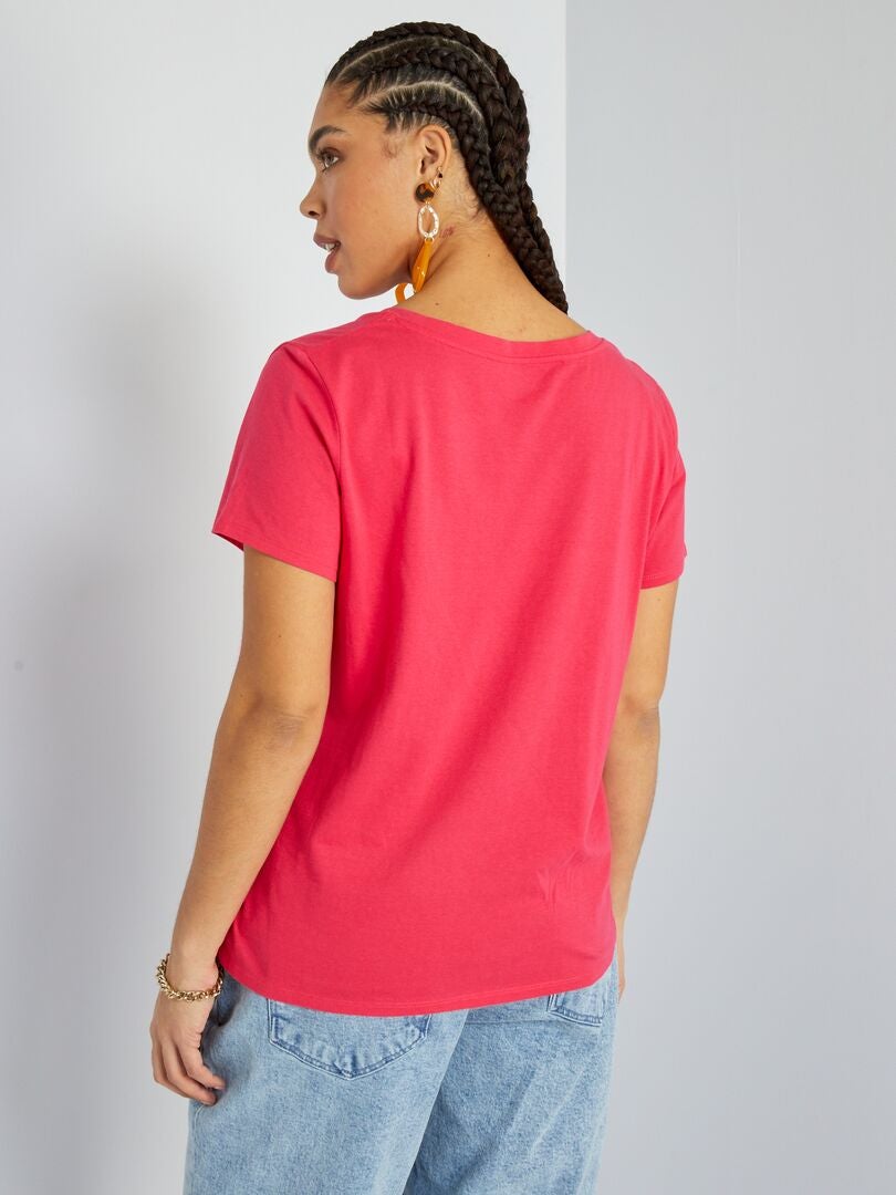 T-shirt en jersey avec imprimé fantaisie Rose - Kiabi