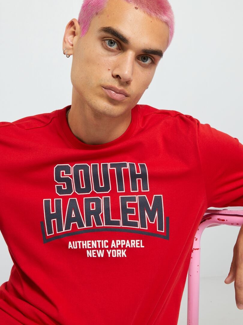 T-shirt en jersey avec imprimé fantaisie Rouge Harlem - Kiabi