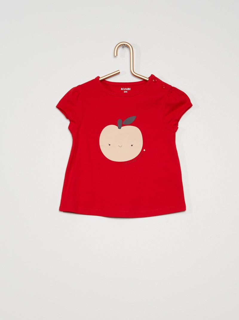 T-shirt en jersey avec imprimé fantaisie rouge pomme - Kiabi