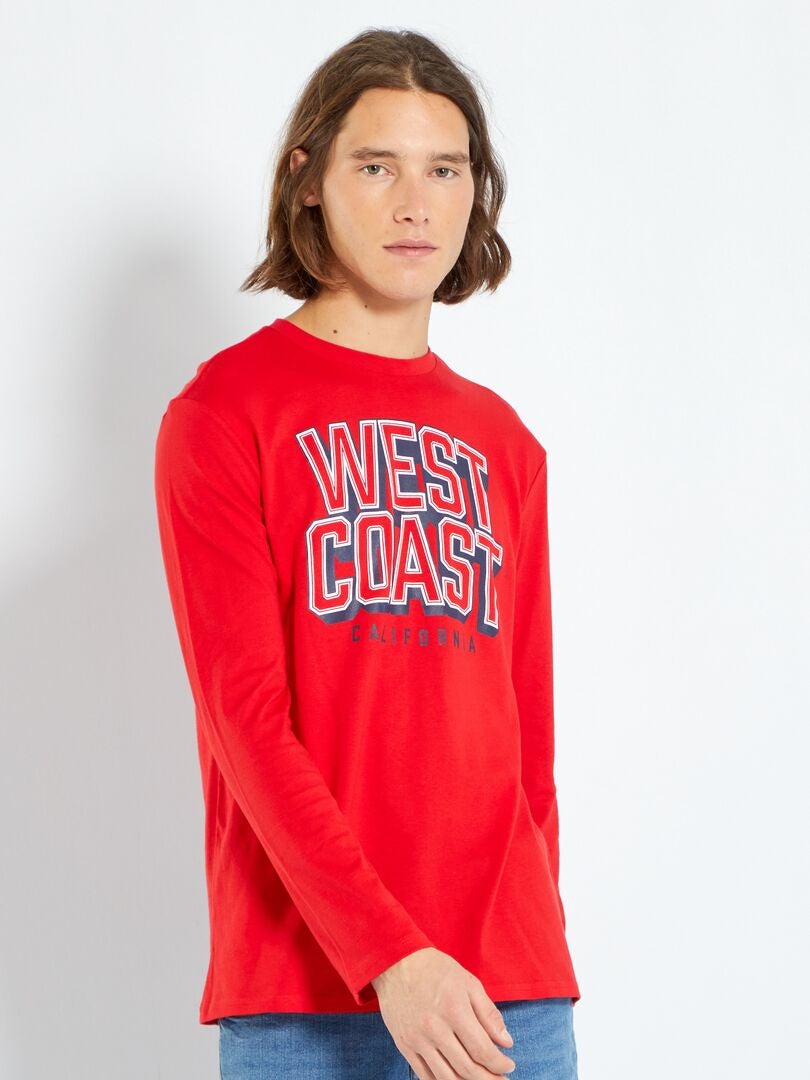 T-shirt en jersey avec imprimé fantaisie Rouge 'West Coast' - Kiabi
