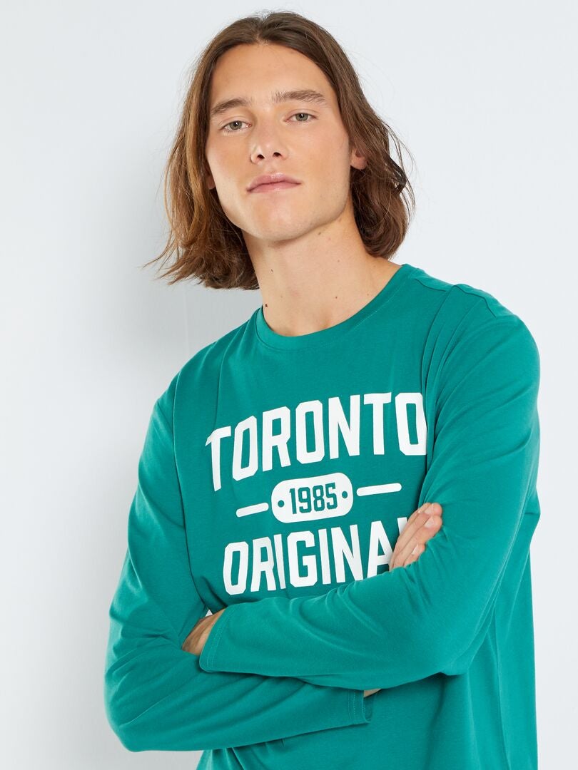 T-shirt en jersey avec imprimé fantaisie Vert - Kiabi