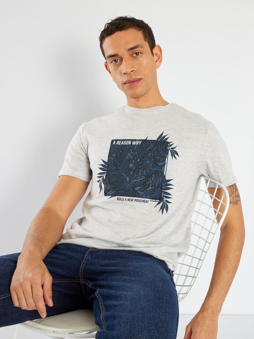 T-shirt en jersey avec imprimé Gris - Kiabi