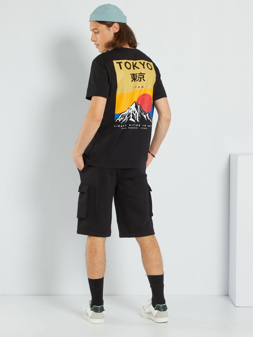 T-shirt en jersey avec imprimé 'Japon' noir - Kiabi