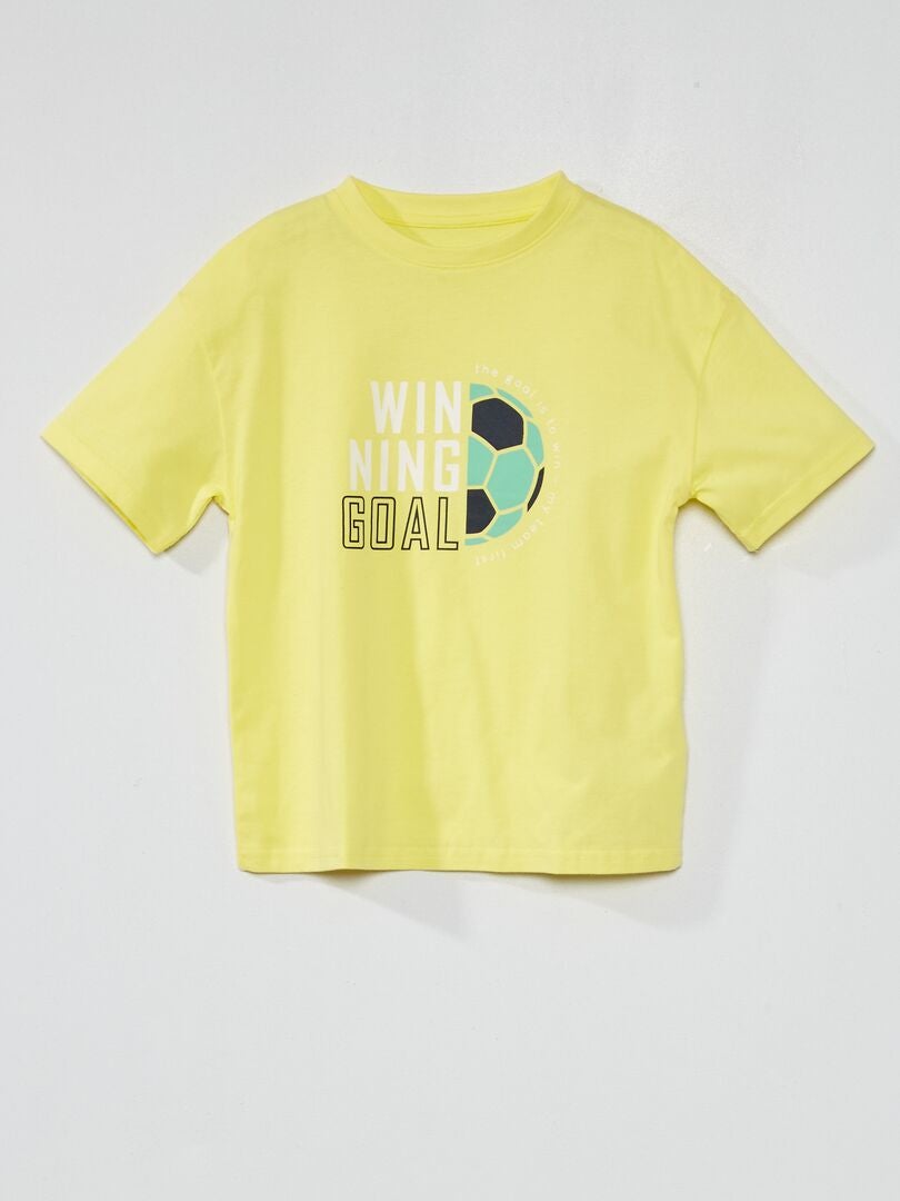 T-shirt en jersey avec imprimé Jaune 'foot' - Kiabi