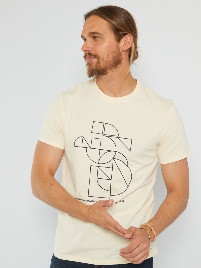 T-shirt en jersey avec imprimé Jaune 'graphique' - Kiabi