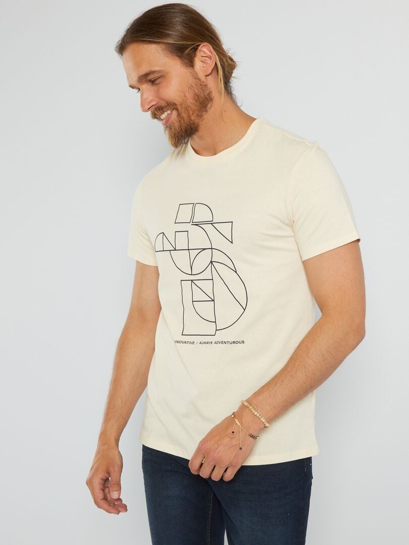 T-shirt en jersey avec imprimé Jaune 'graphique' - Kiabi