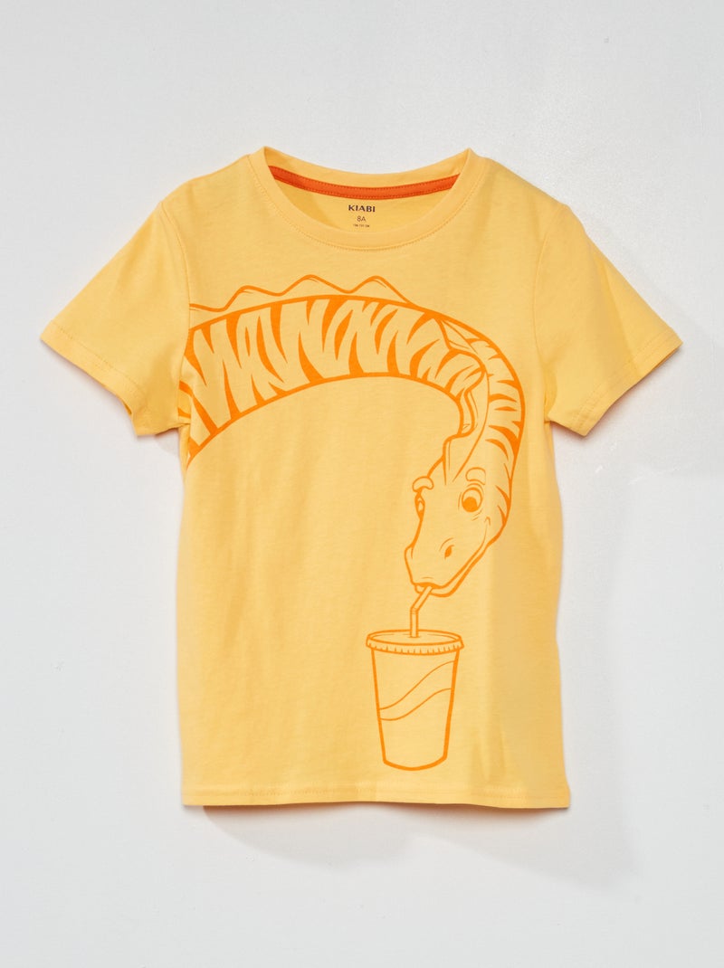 T-shirt en jersey avec imprimé Jaune - Kiabi
