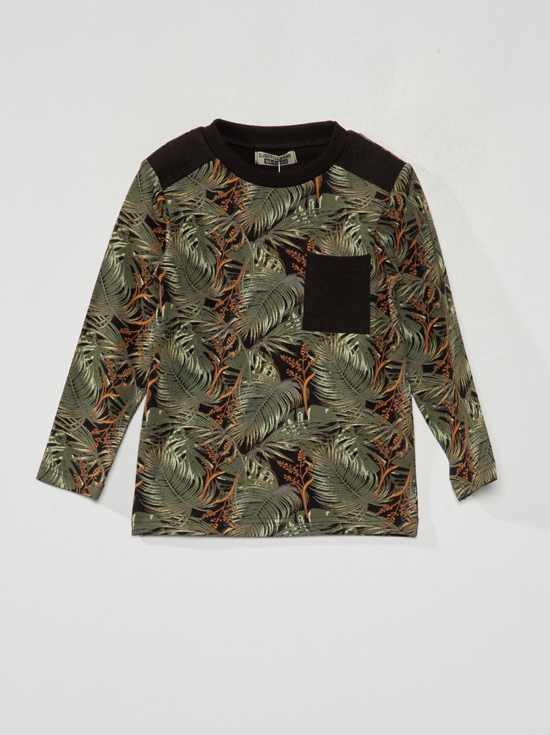 T-shirt en jersey avec imprimé Kaki - Kiabi