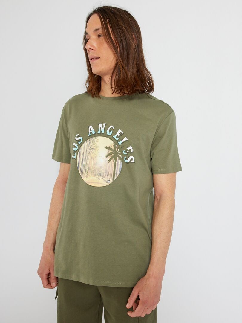 T-shirt en jersey avec imprimé Kaki 'Los Angeles' - Kiabi