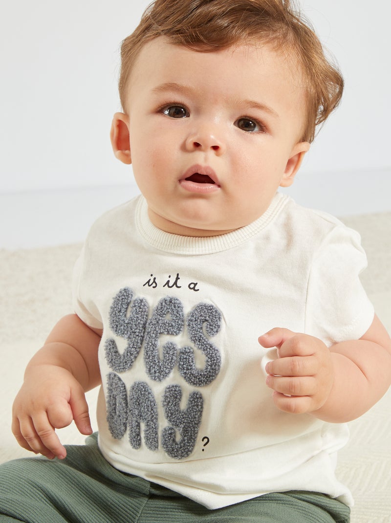T-shirt en jersey avec imprimé ludique Blanc - Kiabi