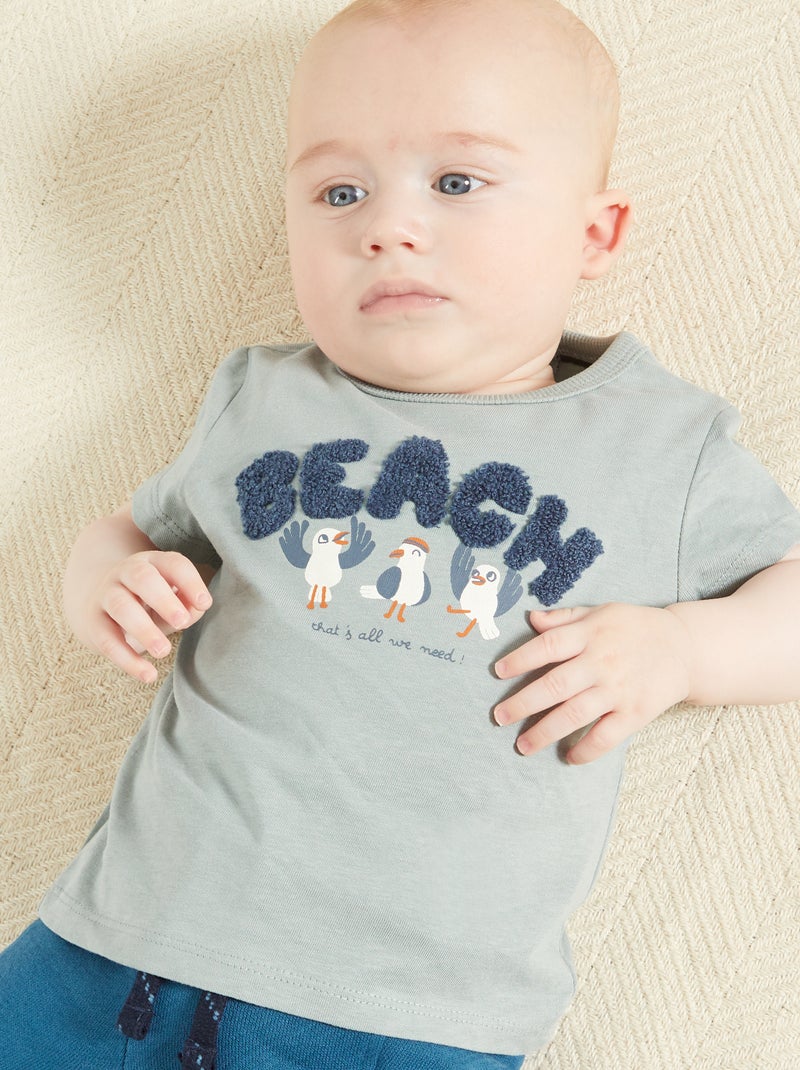 T-shirt en jersey avec imprimé ludique Bleu - Kiabi