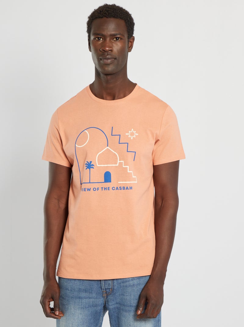 T-shirt en jersey avec imprimé Marron clair - Kiabi