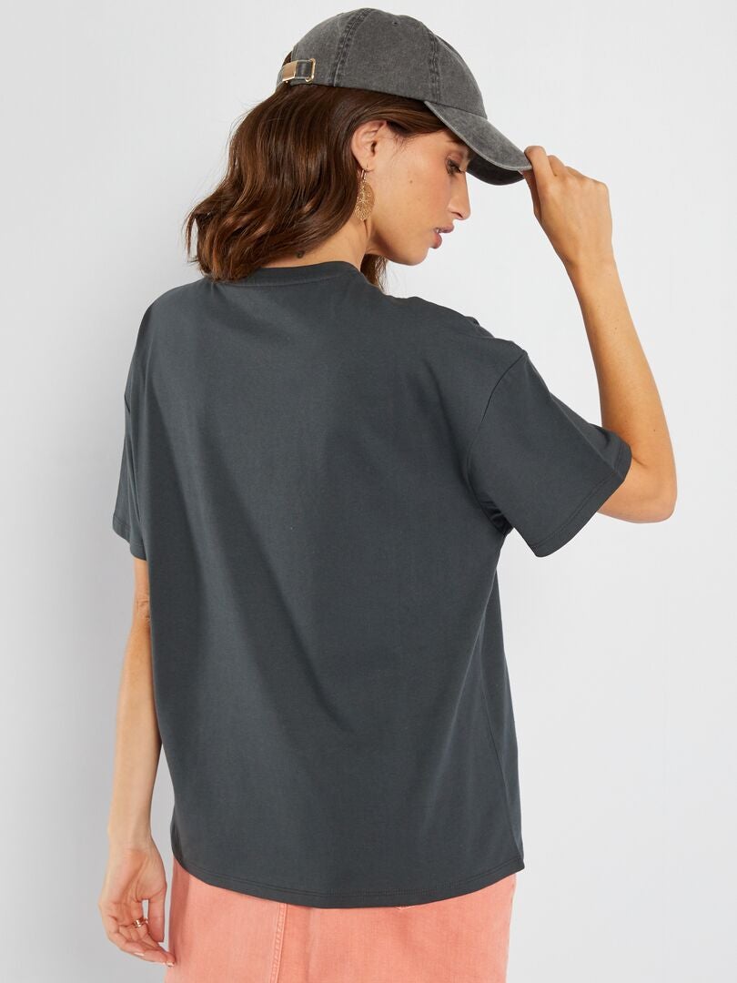 T-shirt en jersey avec imprimé Noir - Kiabi