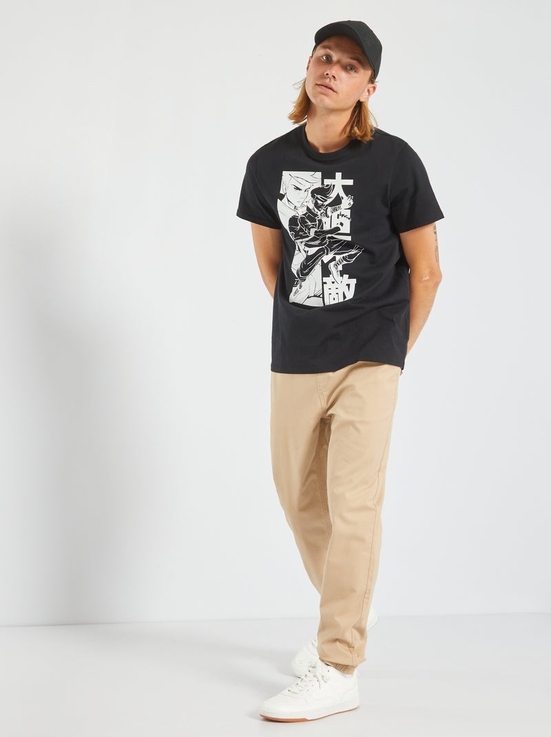 T-shirt en jersey avec imprimé Noir 'manga' - Kiabi