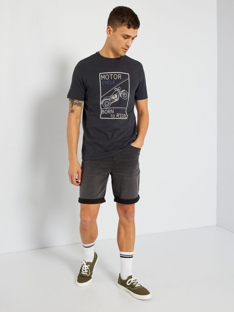 T-shirt en jersey avec imprimé Noir 'motorcycle' - Kiabi