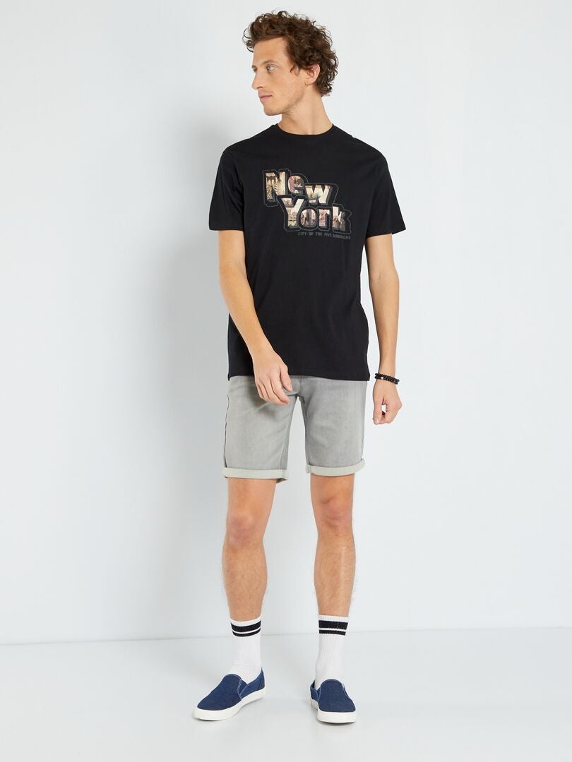 T-shirt en jersey avec imprimé Noir 'New York' - Kiabi