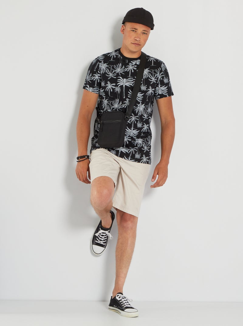 T-shirt en jersey avec imprimé Noir 'palmiers' - Kiabi