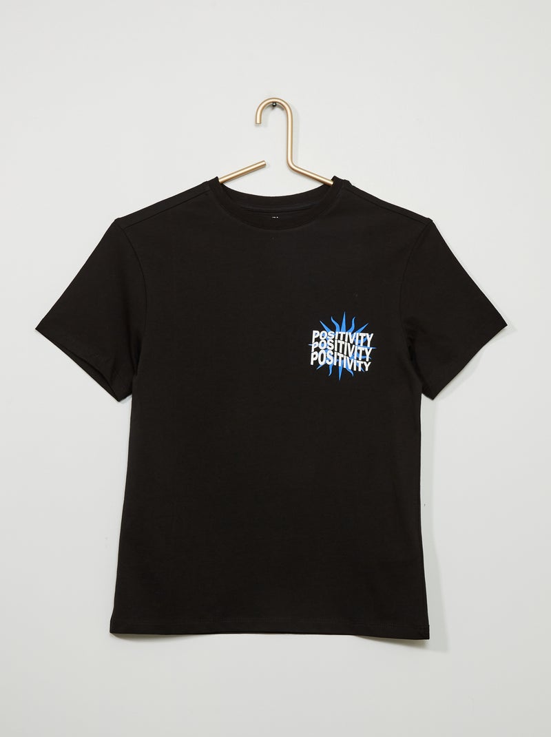 T-shirt en jersey avec imprimé noir - Kiabi