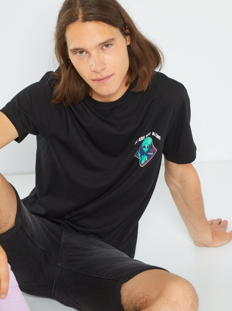 T-shirt en jersey avec imprimé noir - Kiabi