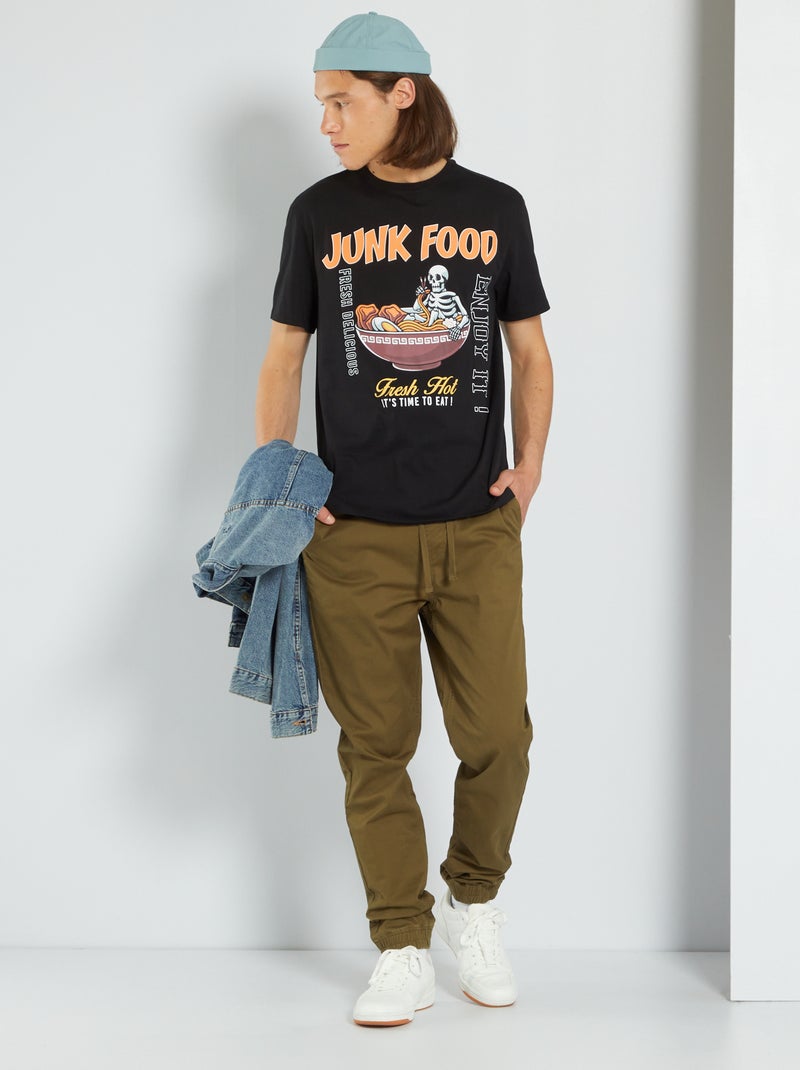 T-shirt en jersey avec imprimé noir - Kiabi