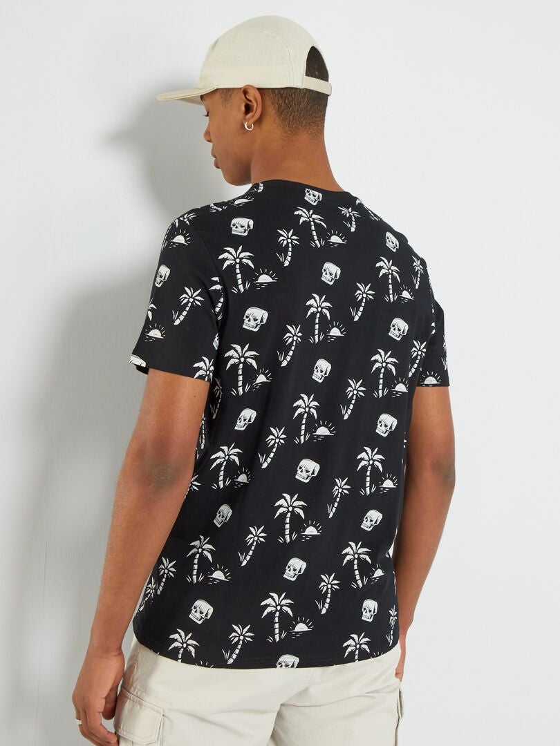 T-shirt en jersey avec imprimé Noir - Kiabi