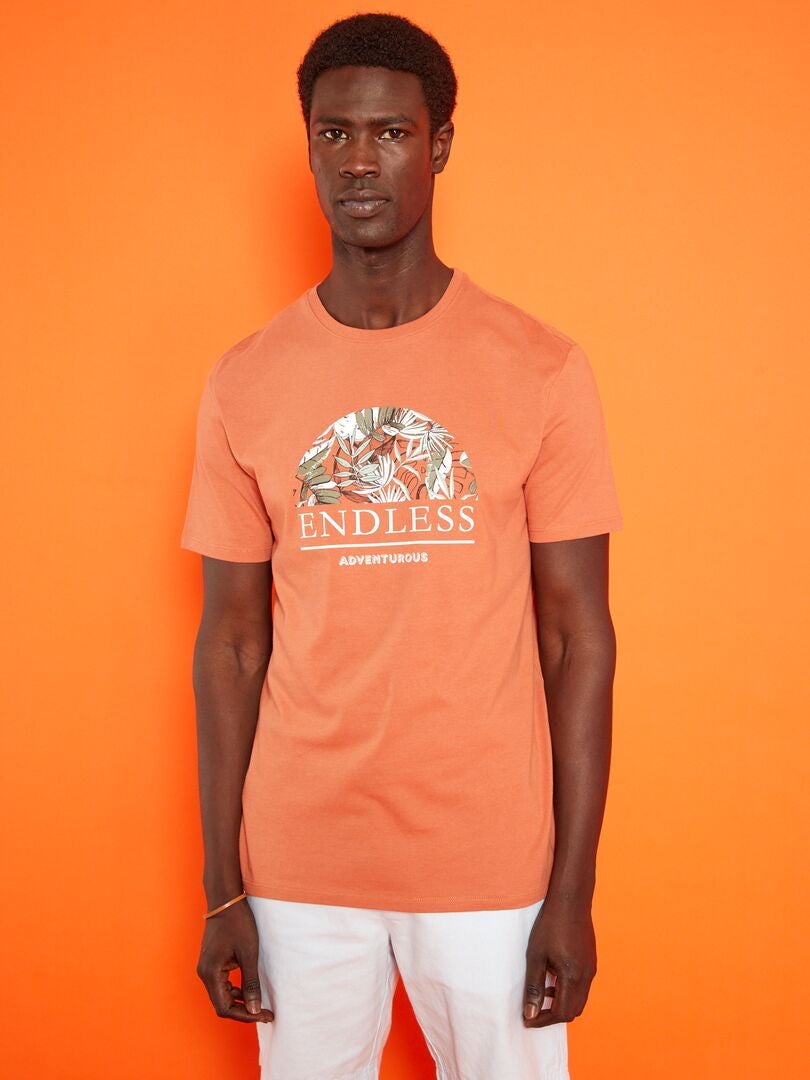 T-shirt en jersey avec imprimé Orange 'endless' - Kiabi