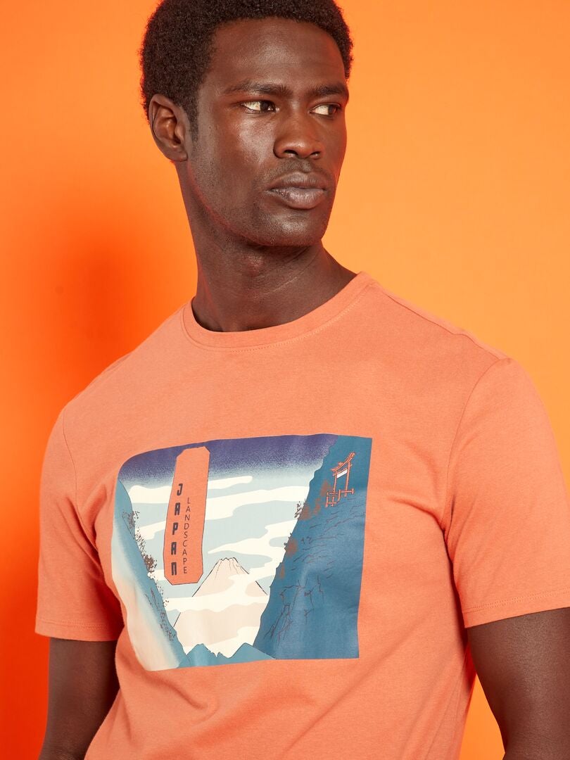 T-shirt en jersey avec imprimé Orange 'Japan' - Kiabi