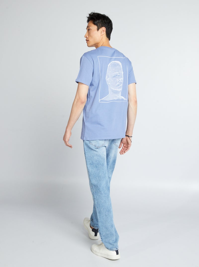 T-shirt en jersey avec imprimé poitrine Bleu - Kiabi
