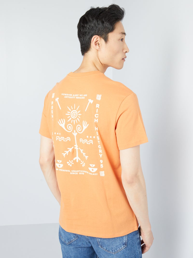 T-shirt en jersey avec imprimé poitrine Orange - Kiabi