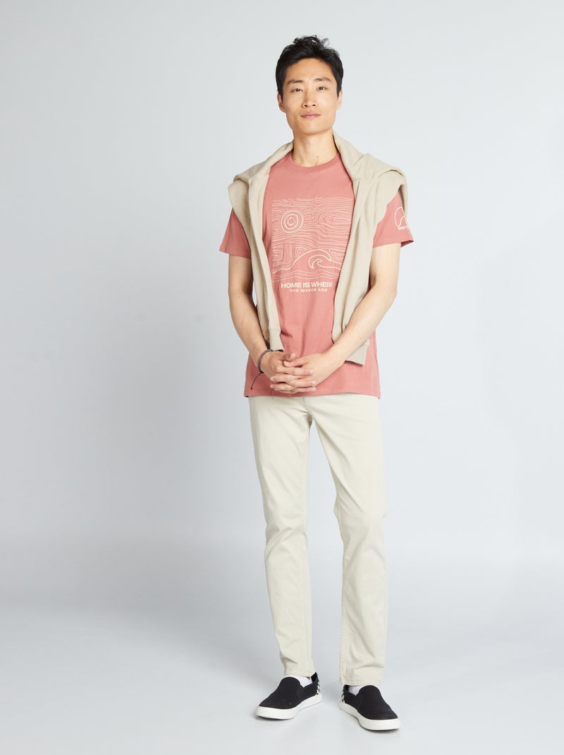 T-shirt en jersey avec imprimé poitrine Rose - Kiabi