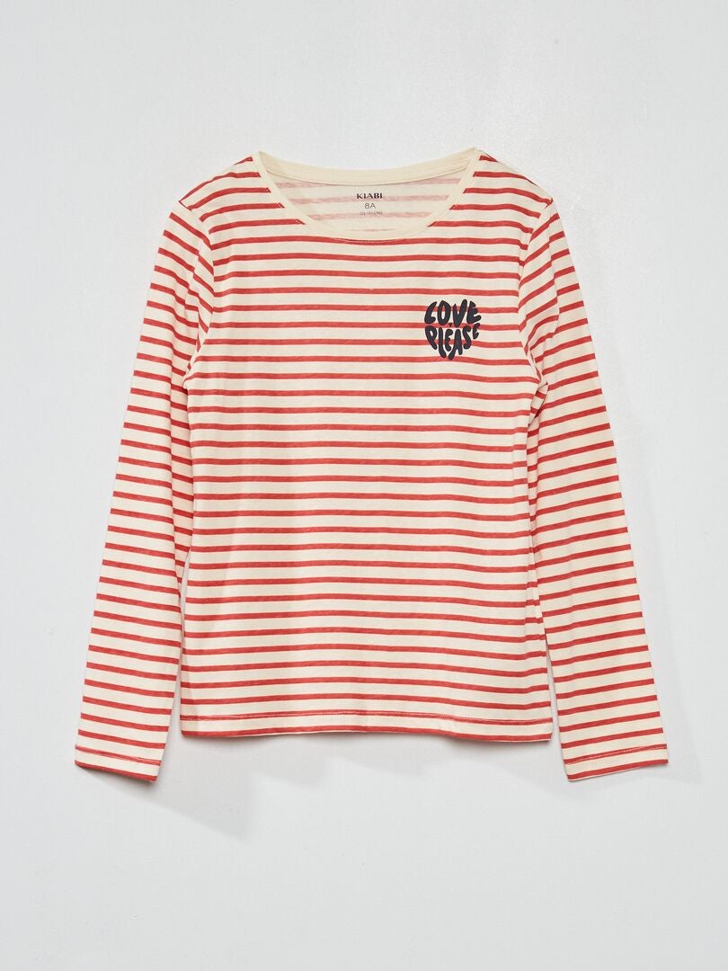 T-shirt en jersey avec imprimé Rayure rose - Kiabi