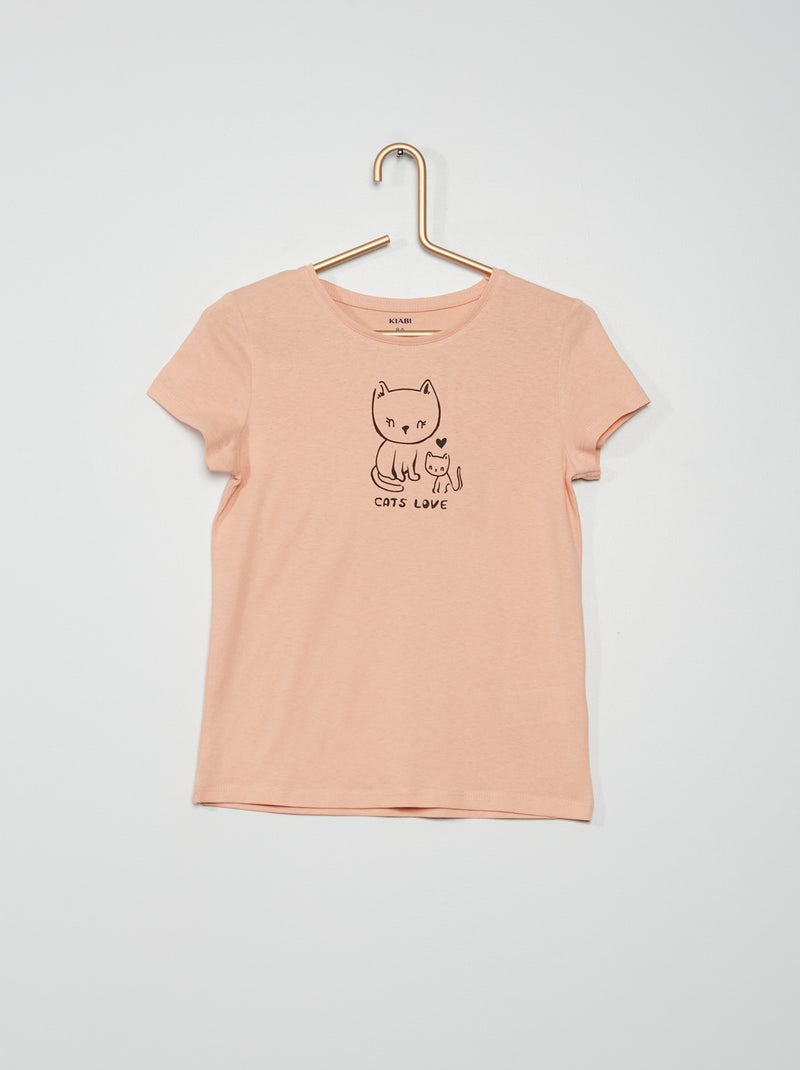T-shirt en jersey avec imprimé rose clair - Kiabi