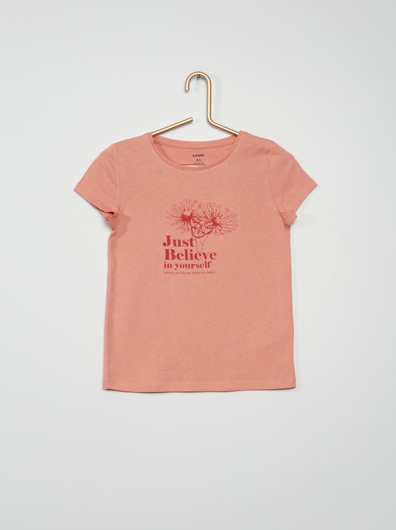 T-shirt en jersey avec imprimé rose - Kiabi