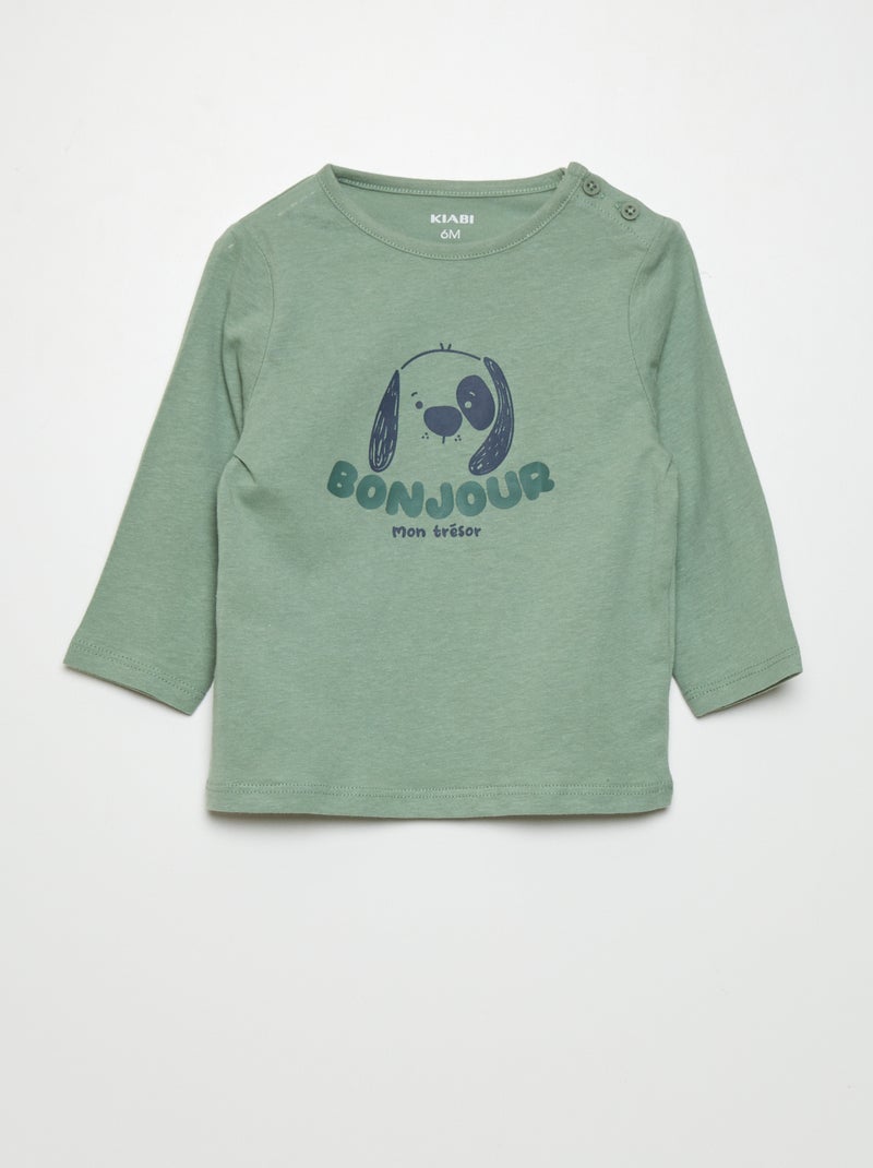 T-shirt en jersey avec imprimé Vert - Kiabi