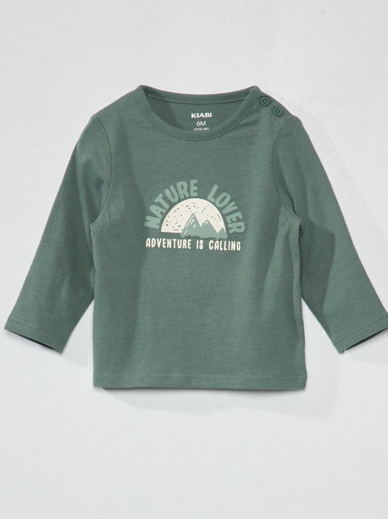 T-shirt en jersey avec imprimé Vert - Kiabi